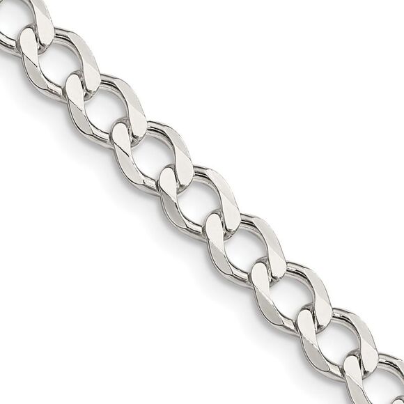 Kazi Luxury Sterling Silver 5.3mm Semi-solid Flat Curb Chain